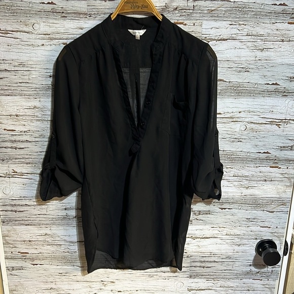 Stella tweed black sheer top  size medium - Picture 4 of 11